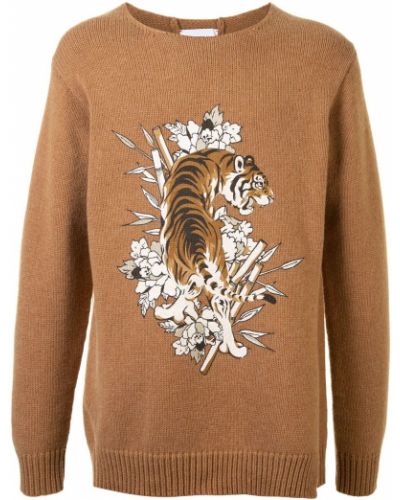 Sweter w tygrysie prążki Ports V brązowy