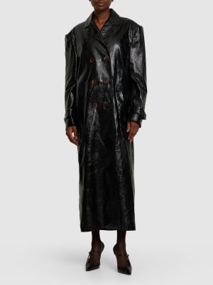 Manteau en cuir verni oversize Alessandra Rich noir