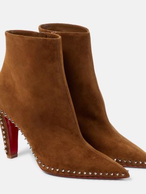 Wildleder ankle boots mit spikes Christian Louboutin beige