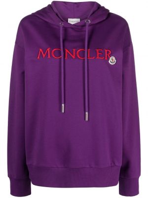 Kokvilnas kapučdžemperis ar izšuvumiem Moncler violets