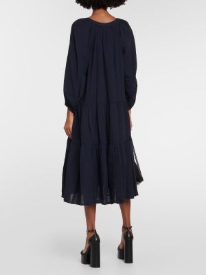 Robe mi-longue en velours en coton Velvet bleu