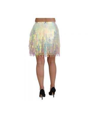 Mini falda con flecos de tul Dolce & Gabbana plateado