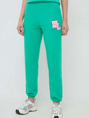 Sportovní kalhoty s aplikacemi Karl Lagerfeld zelené