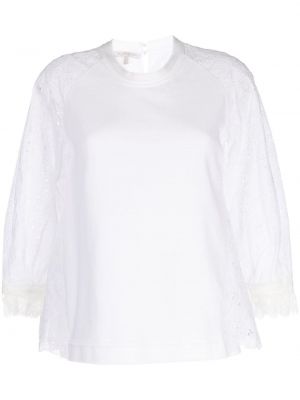 Bluzka bawełniana koronkowa Shiatzy Chen biała