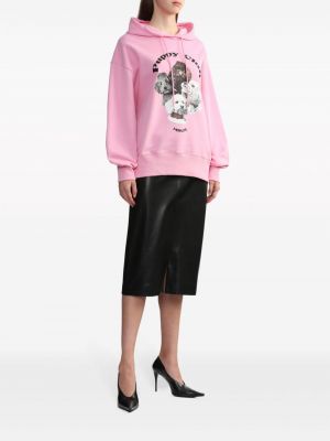 Bavlněná mikina s kapucí s potiskem Msgm růžová