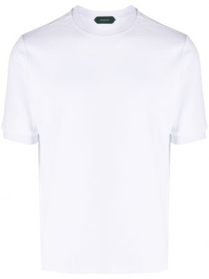 Памучна тениска с кръгло деколте Zanone бяло