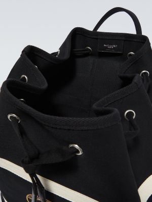 Bavlnená crossbody kabelka s výšivkou Saint Laurent čierna