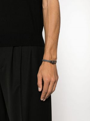 Bracelet en cuir tressé Versace gris