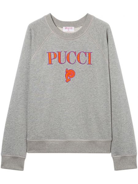 Pamučna dugi sweatshirt s vezom Pucci siva