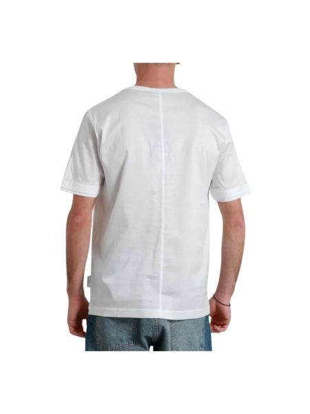 Camisa de algodón de cuello redondo Paolo Pecora blanco