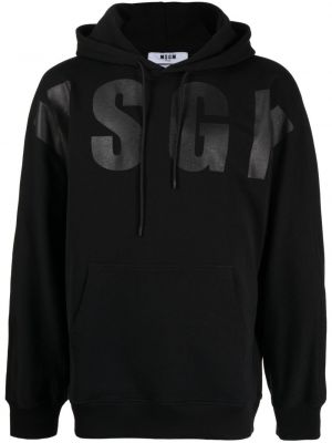 Pamučna hoodie s kapuljačom s printom Msgm crna