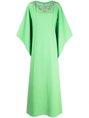 Krištáľové dlouhé šaty Marchesa Notte zelená