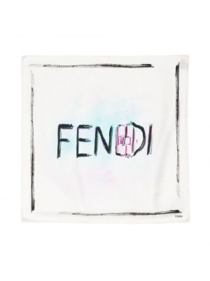 Копринен шал с принт Fendi Pre-owned бяло