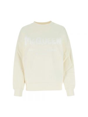 Oversize sweatshirt aus baumwoll Alexander Mcqueen weiß