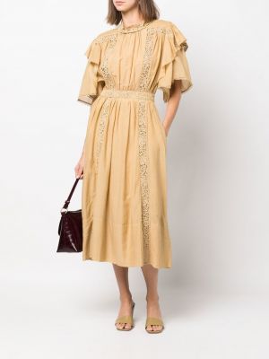 Krajkové šaty Isabel Marant Etoile žluté