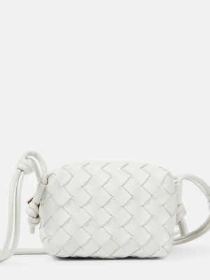 Δερμάτινη δερμάτινη τσάντα χιαστί Bottega Veneta λευκό