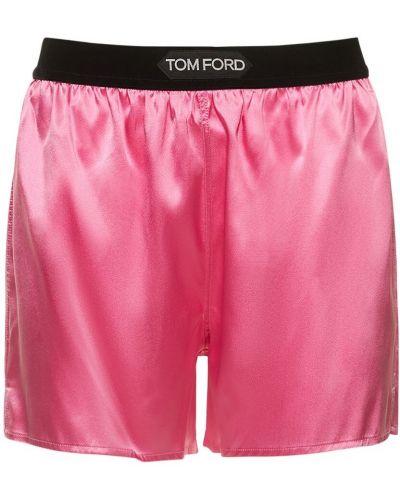 Hedvábné saténové kraťasy Tom Ford růžové