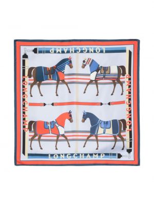 Fular de mătase cu imagine Longchamp albastru