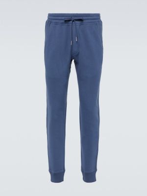 Памучни спортни панталони от джърси Tom Ford синьо