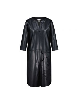Sukienka midi ze skóry ekologicznej Sportalm czarna