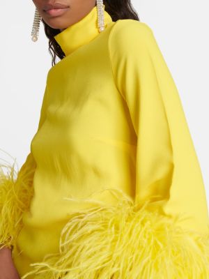 Midi haljina sa perjem Taller Marmo žuta