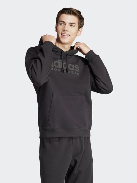 Laza szabású fleece pulóver Adidas fekete