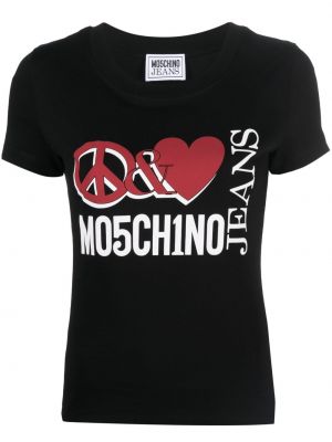 Тениска с принт Moschino Jeans черно