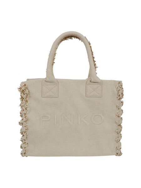 Strand shopper handtasche mit taschen Pinko beige