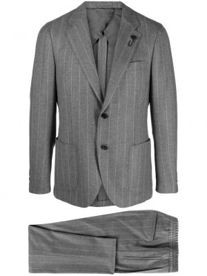 Pruhovaný oblek Lardini šedý