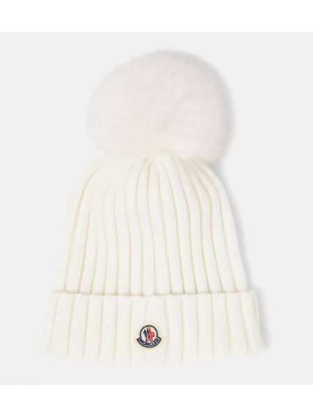 Ull pels lue Moncler hvit