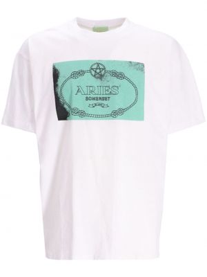 T-shirt en coton à imprimé Aries blanc