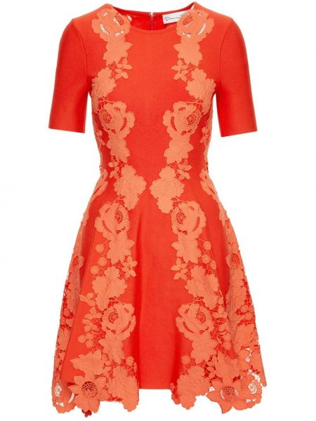 Φόρεμα με δαντέλα Oscar De La Renta πορτοκαλί