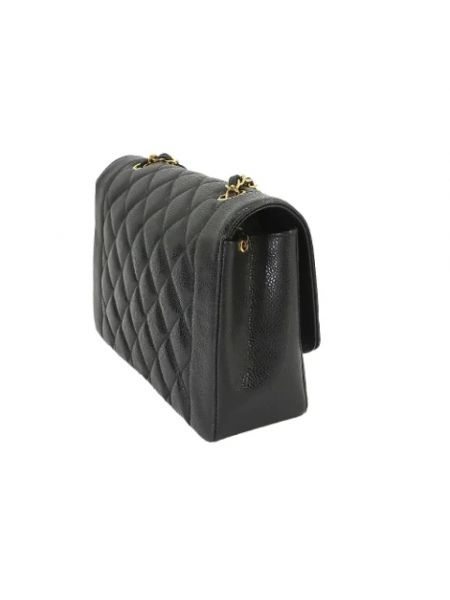 Bolsas de cadena de cuero retro Chanel Vintage negro