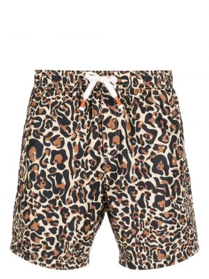 Pantaloni scurți cu imagine cu model leopard Reina Olga maro