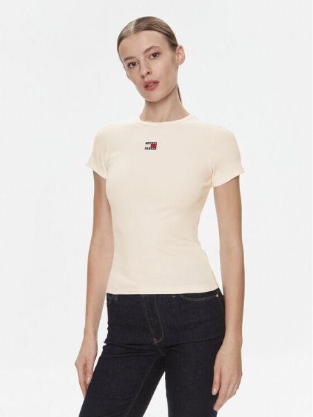 Топ slim Tommy Jeans бяло