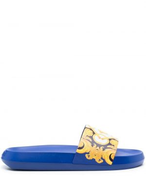 Sandali con stampa Versace blu