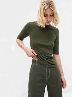 Tričko se stojáčkem s krátkými rukávy Gap zelené