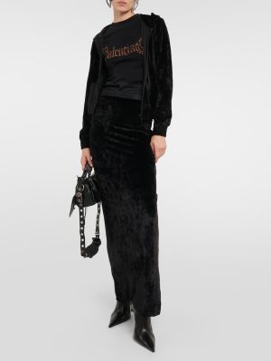 Sametové dlouhá sukně Balenciaga černé