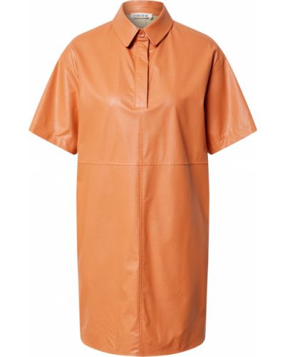 Kožené priliehavé mini šaty na gombíky Edited - oranžová