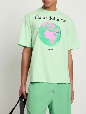 Памучна тениска Msgm зелено