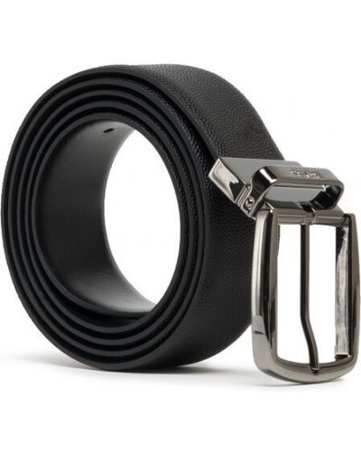 Kožený pásek s páskem Boss - černá