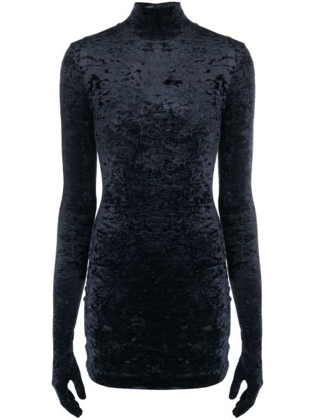 Кадифена мини рокля Vetements черно