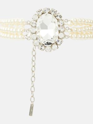Krištáľový náhrdelník s perlami Jennifer Behr strieborná
