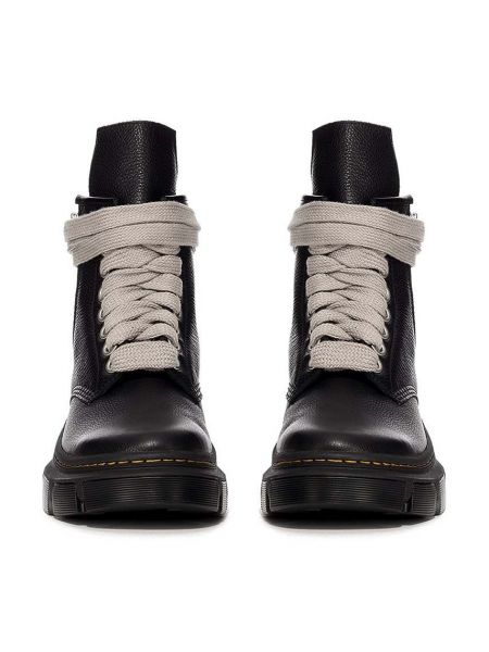 Kožené kotníkové boty na podpatku na plochém podpatku Rick Owens černé
