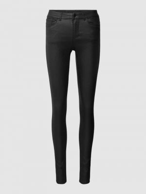 Spodnie skórzane skinny fit Vero Moda czarne
