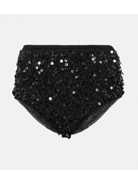 Pantalones cortos con lentejuelas de seda Maison Margiela negro