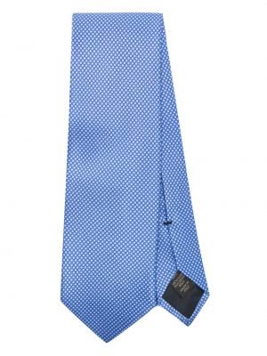 Jedwabny krawat z nadrukiem Brioni niebieski
