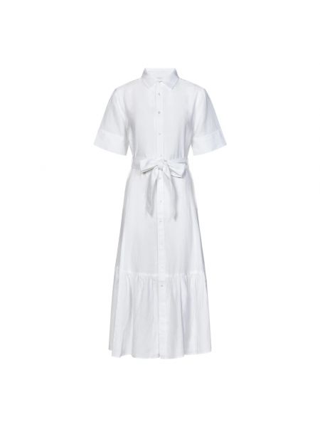 Lniana sukienka koszulowa Polo Ralph Lauren biała