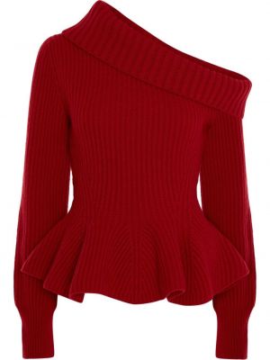 Пеплум плетен пуловер Alexander Mcqueen червено