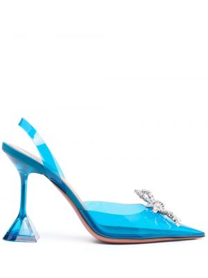 Полуотворени обувки с кристали Amina Muaddi синьо